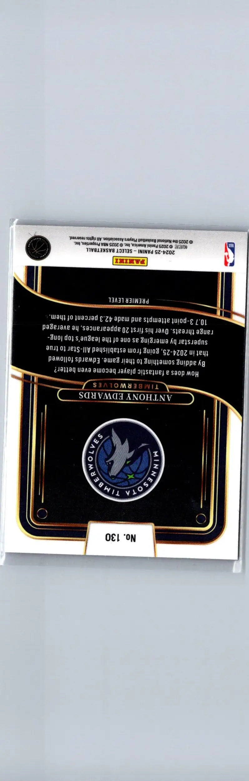Basketball trading card featuring Anthony Edwards Blue Prizm from 2024-25 Panini Select