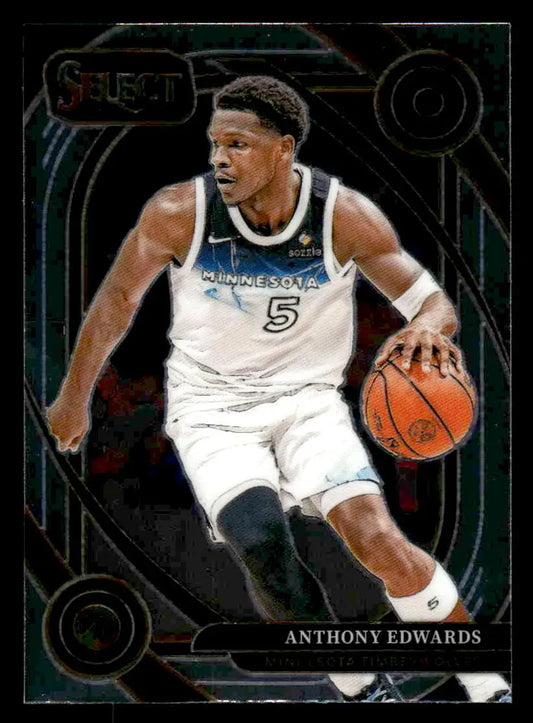 Anthony Edwards basketball card from Panini Select featuring Minnesota Timberwolves player