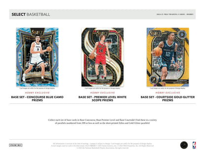 Promotional advertisement for Select Basketball memorabilia cards hobby box at Columbia Sports Cards & More