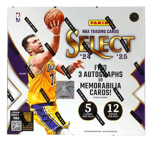 Sealed 2024-25 Panini Select Basketball Hobby Box with Luka Dončić, 3 autographs or memorabilia cards