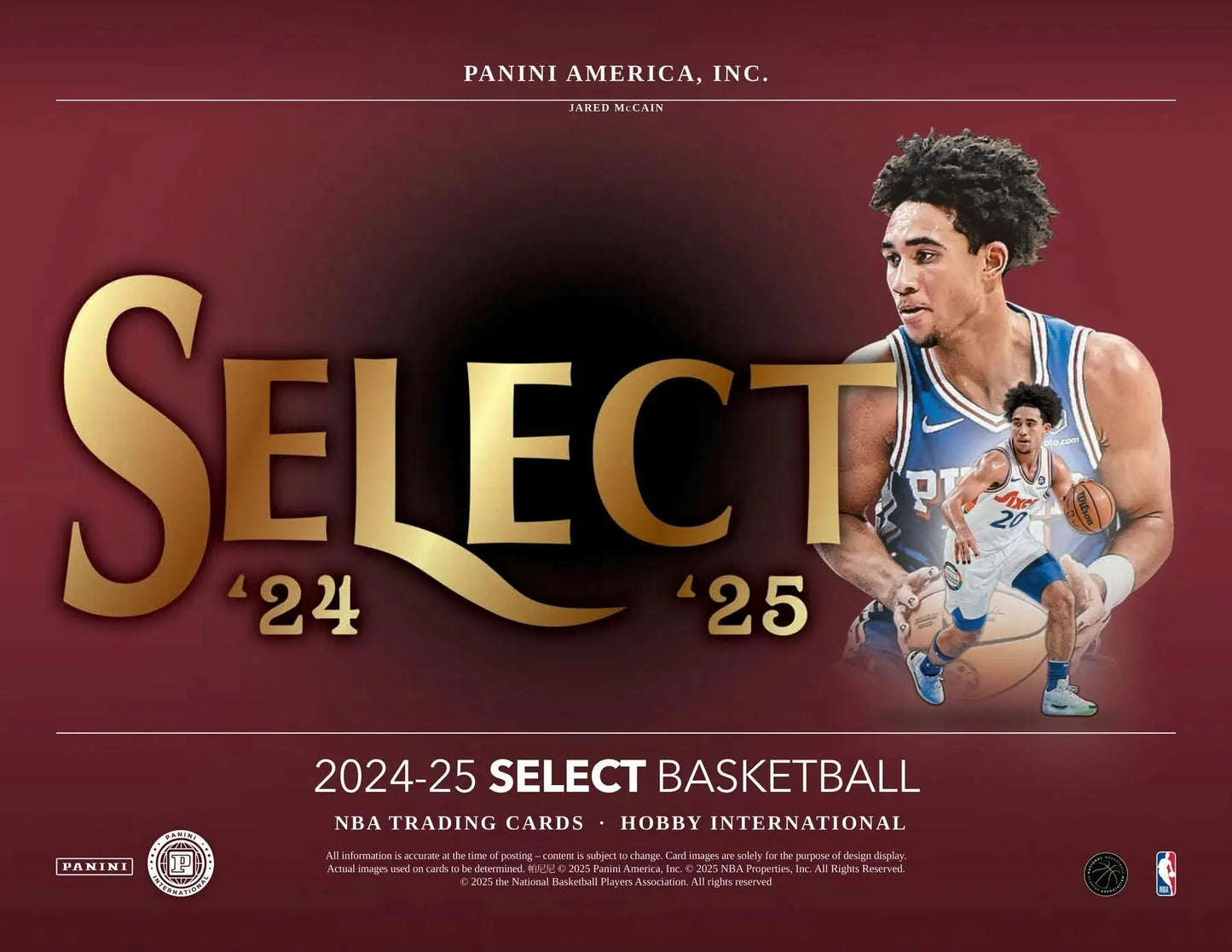 Promotional poster for 2024-25 Panini Select Basketball NBA trading cards in international hobby box