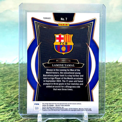Lamine Yamal soccer card Panini Select Silver Prizm FC Barcelona 2024-25