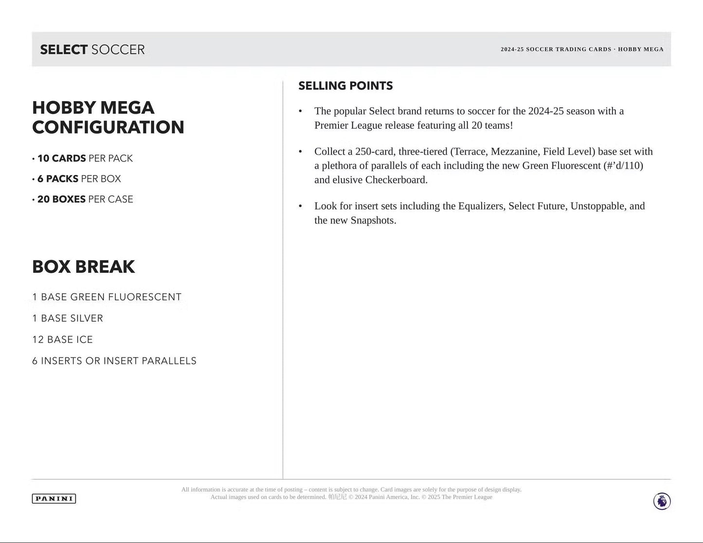 2024-25 Panini Select Premier League EPL Soccer Mega Box | Columbia Sports Cards