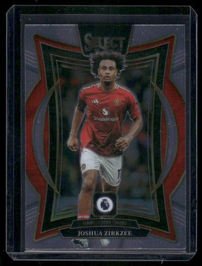 Collectible Panini Select Premier League Soccer trading card of Joshua Zirkzee in red jersey