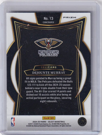 Dejounte Murray basketball card from 2024-25 Panini Select Prizm featuring New Orleans Pelicans