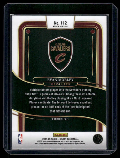 2024-25 Panini Select Prizm Evan Mobley #112 Premier Level Cracked Ice - Sports Card