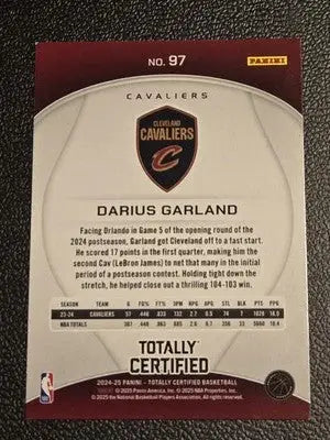 Darius Garland basketball card from Panini Totally Certified Garland Mirror series