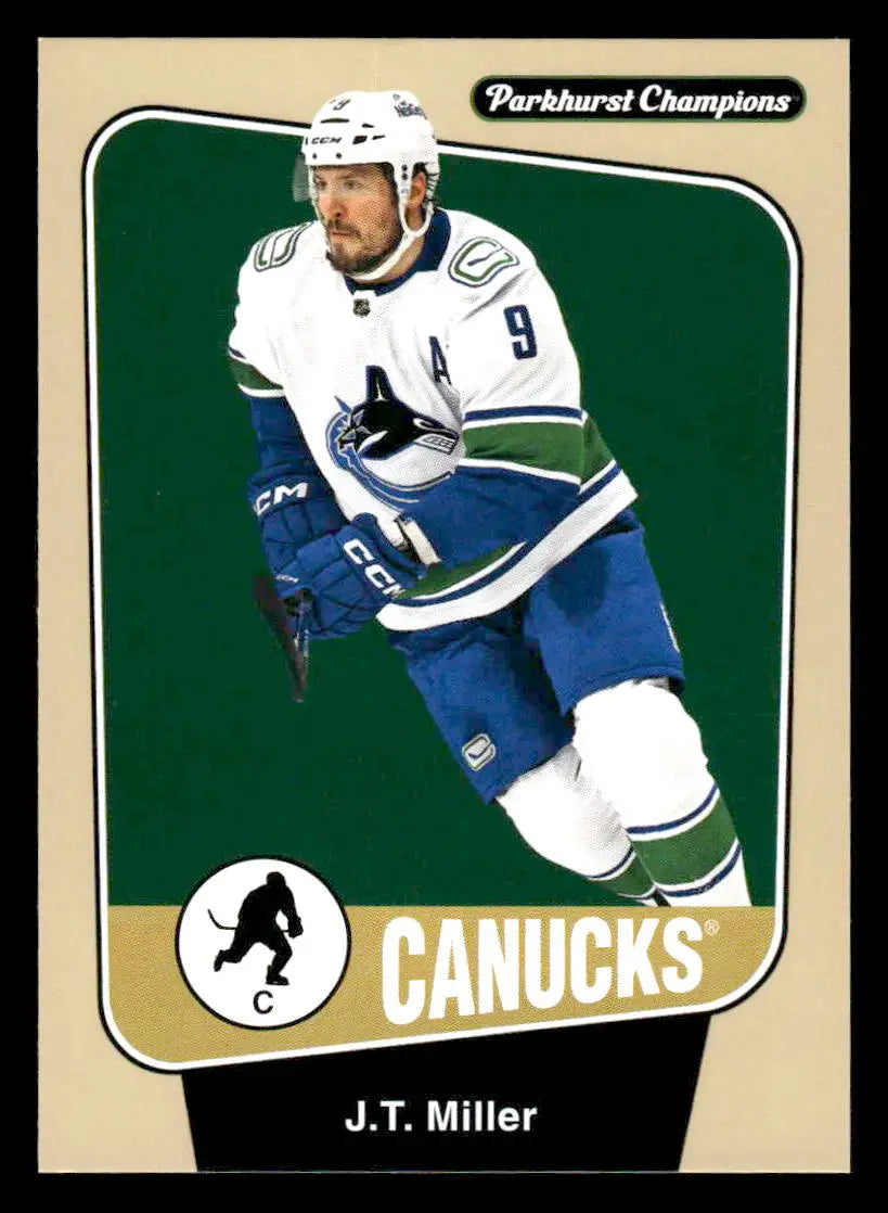 Hockey trading card 2024-25 Parkhurst Champions featuring J T Miller of Vancouver Canucks