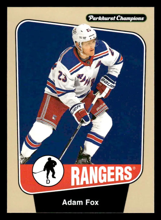 Adam Fox hockey card from 2024-25 Parkhurst Champions by Upper Deck