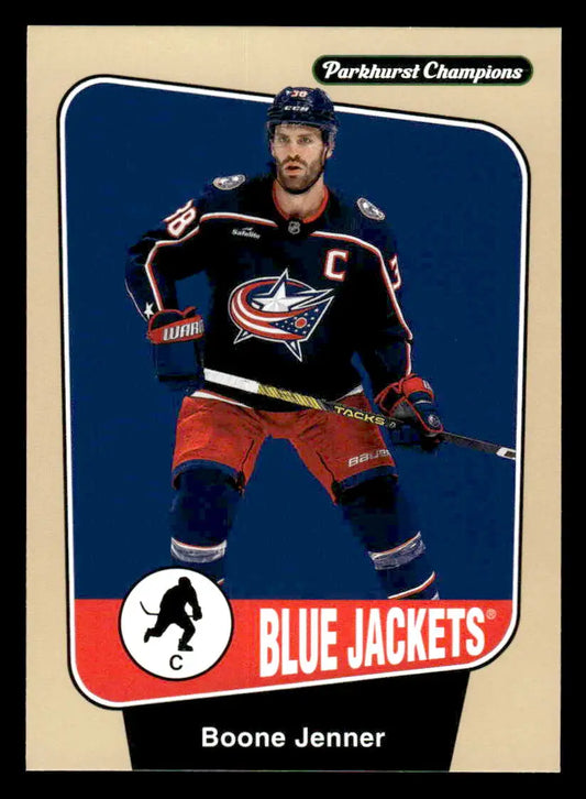 Boone Jenner hockey card from 2024-25 Parkhurst Champions featuring Columbus Blue Jackets