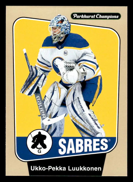 Ukko-Pekka Luukkonen hockey card from 2024-25 Parkhurst Champions series by Upper Deck