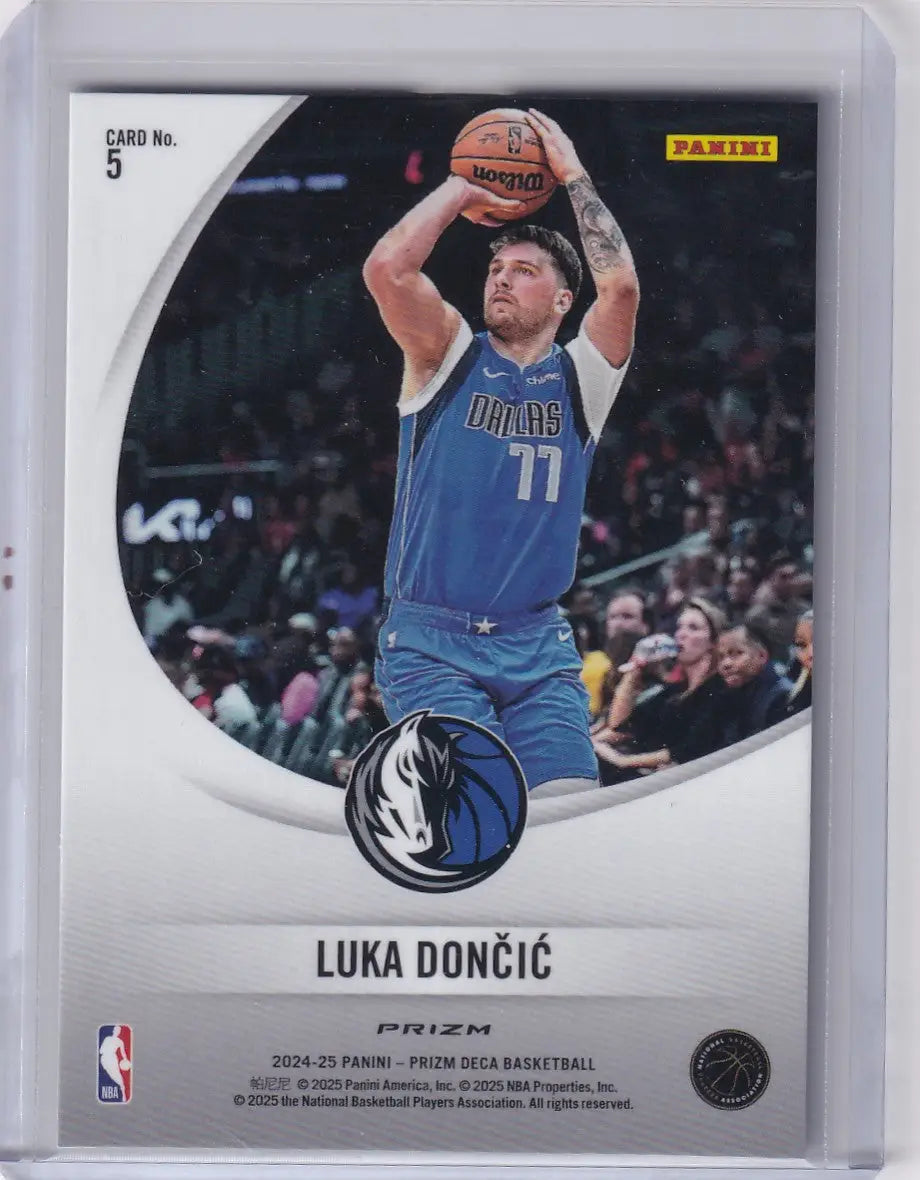 Luka Doncic basketball trading card 2024-25 Prizm Deca Downtown Bound Silver