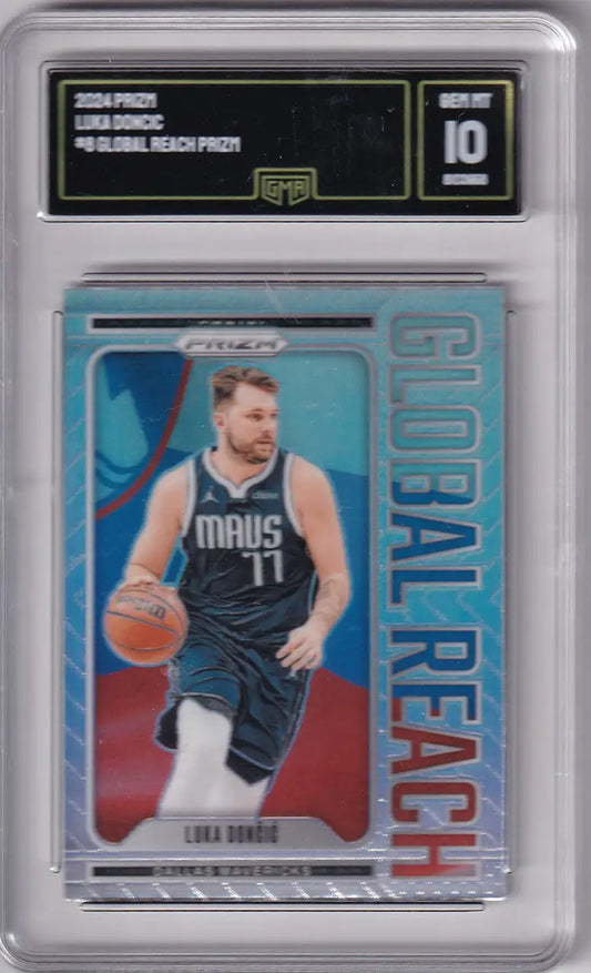 Graded 2024 Prizm Global Reach Luka Doncic basketball card GMA 10 Dallas Mavericks