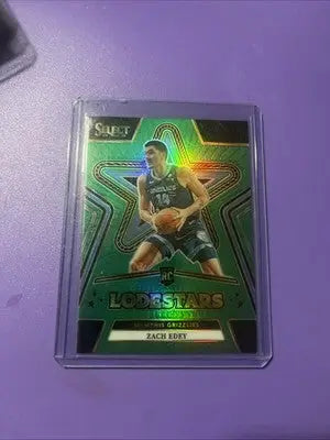 Basketball trading card featuring Zach Edey from 2024-25 Select Basketball Green Prizm Lode Stars