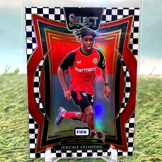 Jeremie Frimpong soccer trading card from the 2024-25 Select FIFA Jeremie series