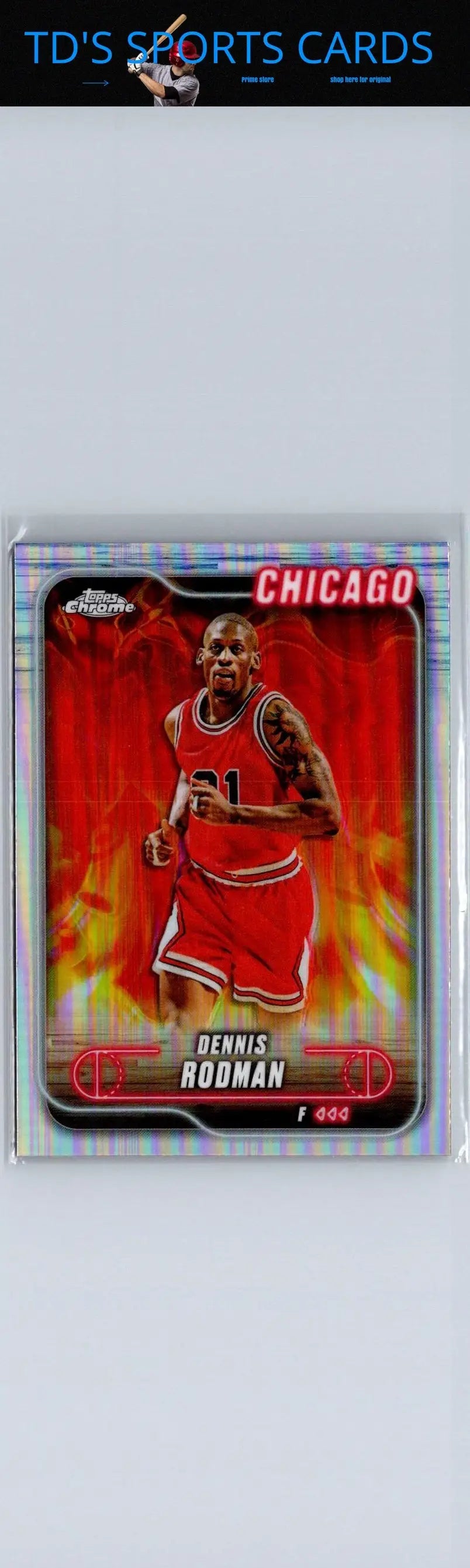 Dennis Rodman basketball card from 2024-25 Topps Chrome series featuring Dennis Rodman