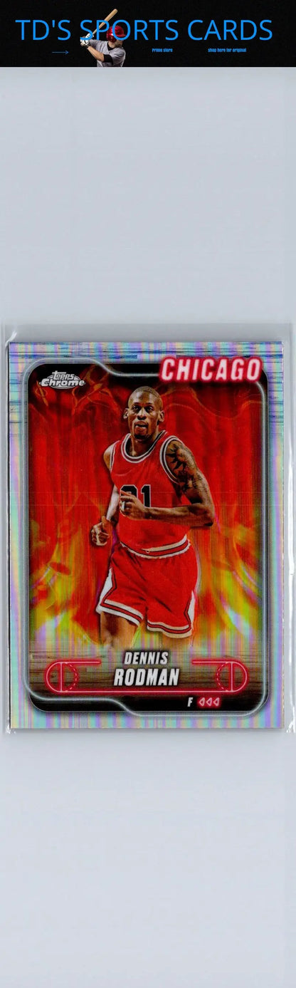 Dennis Rodman basketball card from 2024-25 Topps Chrome series featuring Dennis Rodman