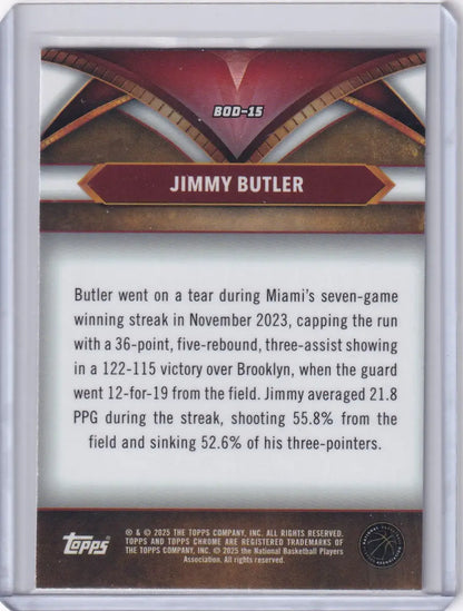 Jimmy Butler basketball card from 2024-25 Topps Chrome Ball of Duty collection
