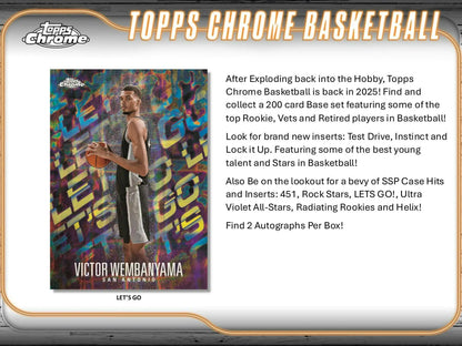 2024-25 Topps Chrome Basketball Hobby Box with base refractors and refractors gold