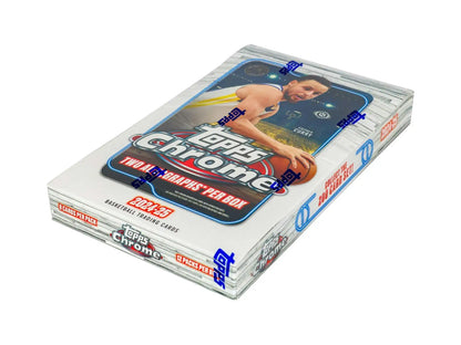Sealed 2024-25 Topps Chrome Basketball Hobby Box with base refractors and gold refractors