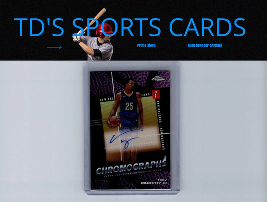 Autographed Trey Murphy III basketball card from 2024-25 Topps Chrome Chromographs Pink #/55