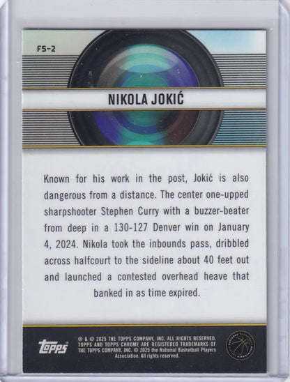Nikola Jokić basketball card from Topps Chrome Film Study 2024-25 Topps Chrome collection