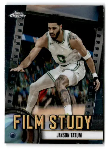 Jayson Tatum basketball card featuring original gloss from 2024-25 Topps Chrome Film Study
