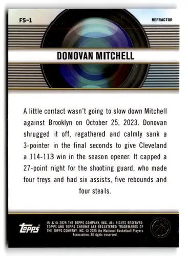 Donovan Mitchell basketball card with original gloss in Topps Chrome Film Study Refractor