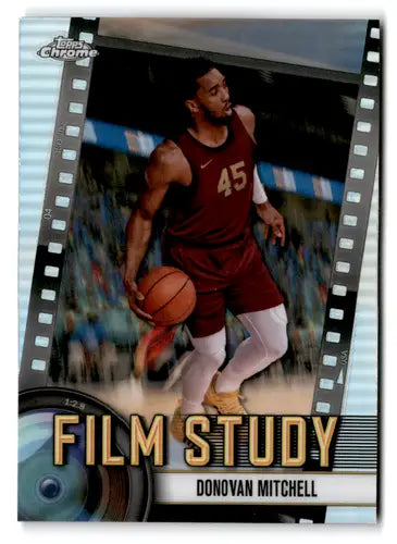 Donovan Mitchell basketball card from 2024-25 Topps Chrome Film Study Refractor series