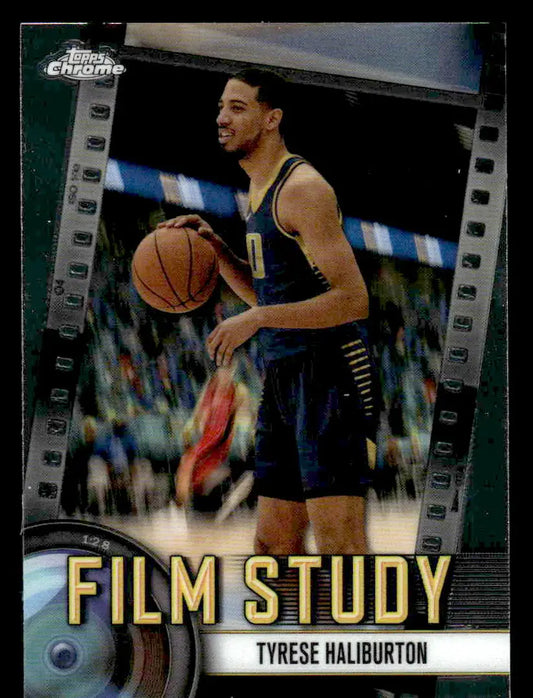 Tyrese Haliburton basketball card from 2024-25 Topps Chrome Film Study series
