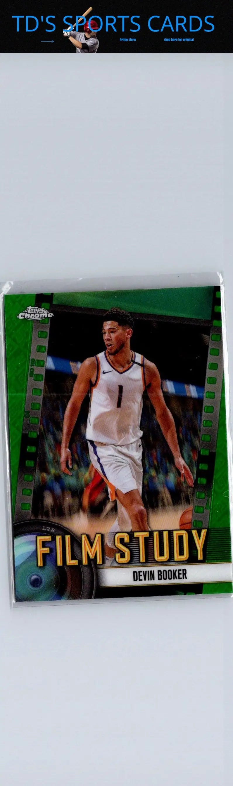 Devin Booker Film Study basketball card from 2024-25 Topps Chrome Green Refractor