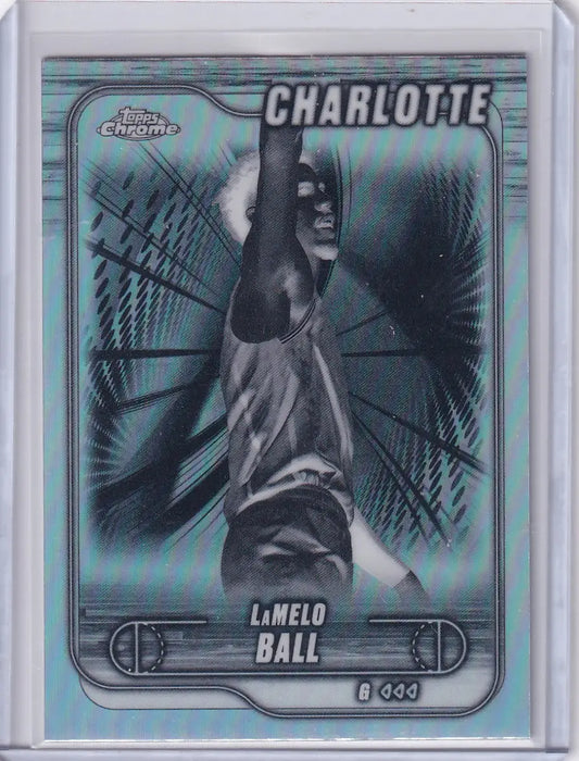 LaMelo Ball basketball card 2024-25 Topps Chrome Negative Refractor Charlotte Hornets