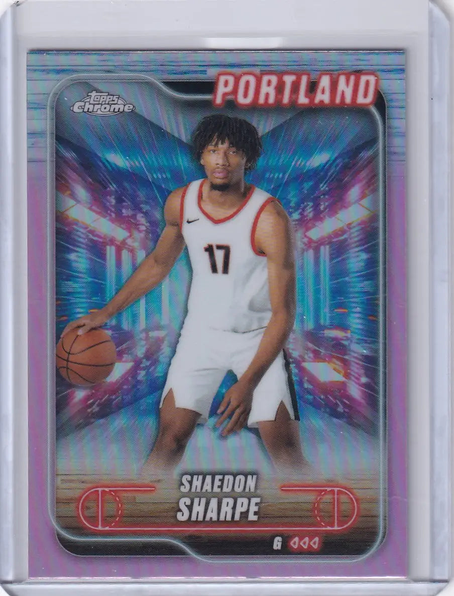 Shaedon Sharpe Portland Trail Blazers basketball card from 2024-25 Topps Chrome Pink Refractors