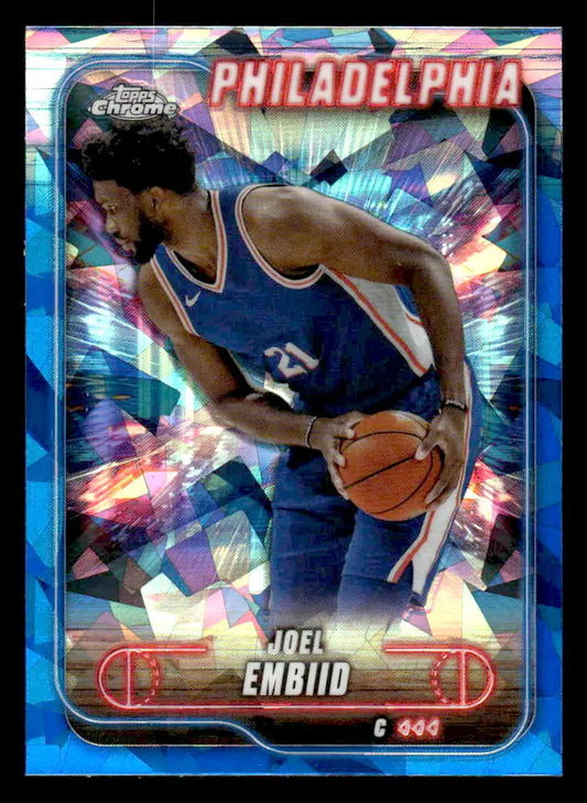 2024 25 Topps Chrome Sapphire Joel Embiid basketball card front view