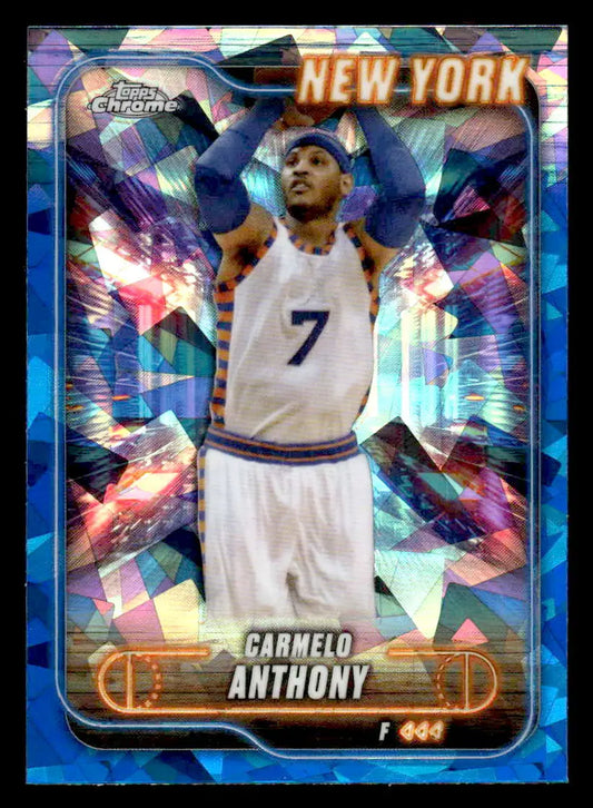 Carmelo Anthony basketball card from 2024-25 Topps Chrome Sapphire collection