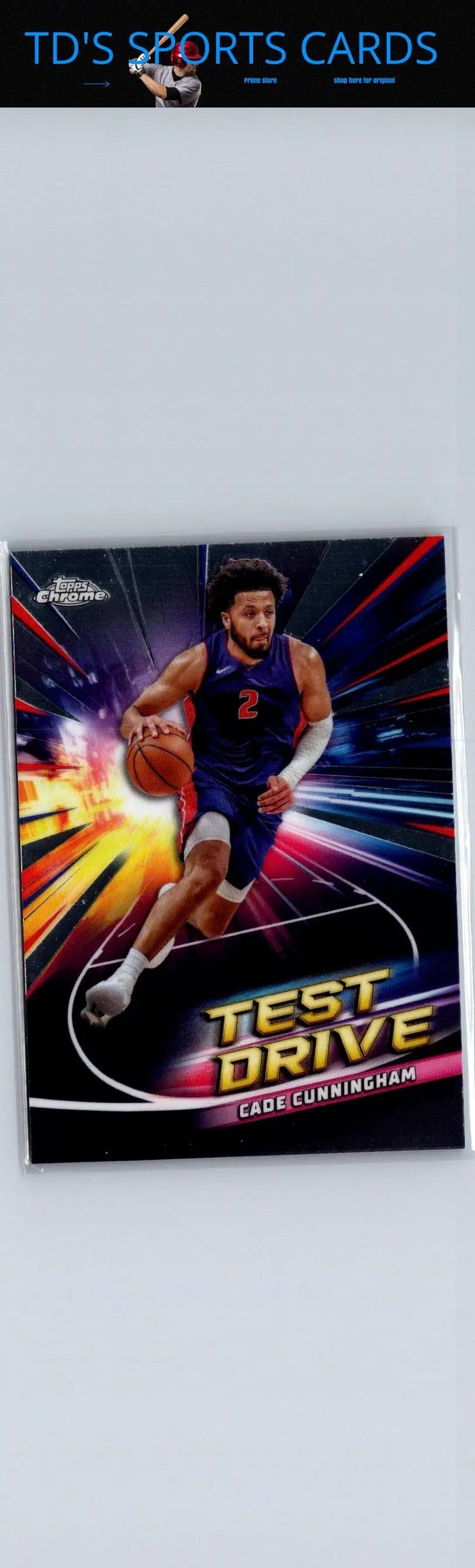 Basketball trading card featuring Cade Cunningham Test Drive Refractor from 2024-25 Topps Chrome