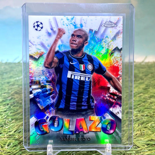 Samuel Eto’o soccer trading card from Topps Chrome UEFA Club Competitions 2024-25