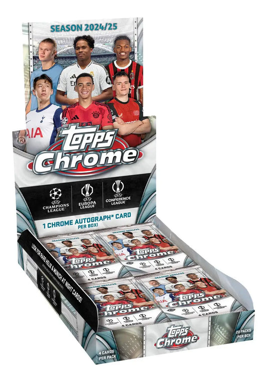 2024-25 Topps Chrome UEFA Club Competitions Hobby Box with Base Cards and On-Card Autographs