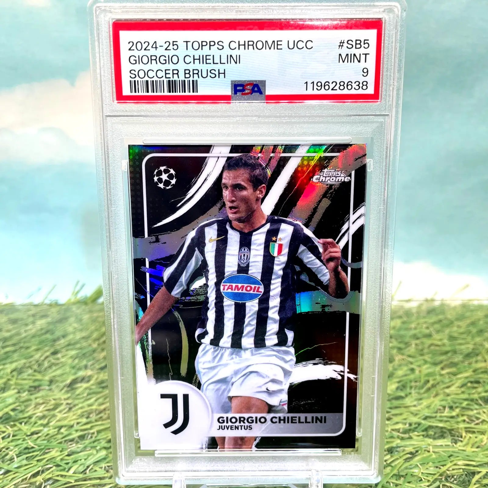 Graded Giorgio Chiellini Topps Chrome UEFA UCC Soccer Brush trading card PSA 9
