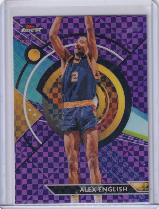 Basketball trading card featuring Alex English from 2024-25 Topps Finest Purple series