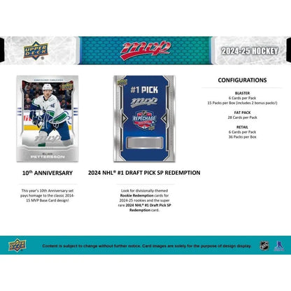 2024-25 Upper Deck MVP Hockey retail box with base set silver script parallel cards