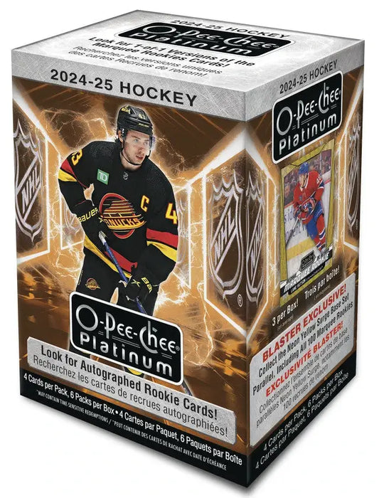 2024-25 Upper Deck NHL Platinum Blaster Box featuring hockey cards from Upper Deck