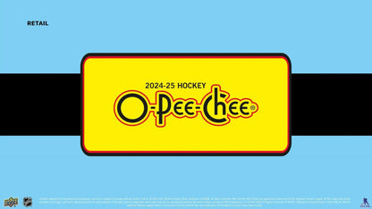 Yellow sign with O-Pee-Chee logo from 2024-25 Upper Deck Hockey Blaster featuring 600-card base set