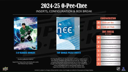 2024/25 Upper Deck O-Pee-Chee Hockey Hobby Box with base set, hobby exclusive, and retro variation inserts