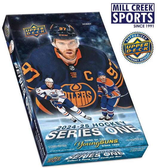 Hockey trading card box featuring Edmonton Oilers from 2024/25 Upper Deck Series 1