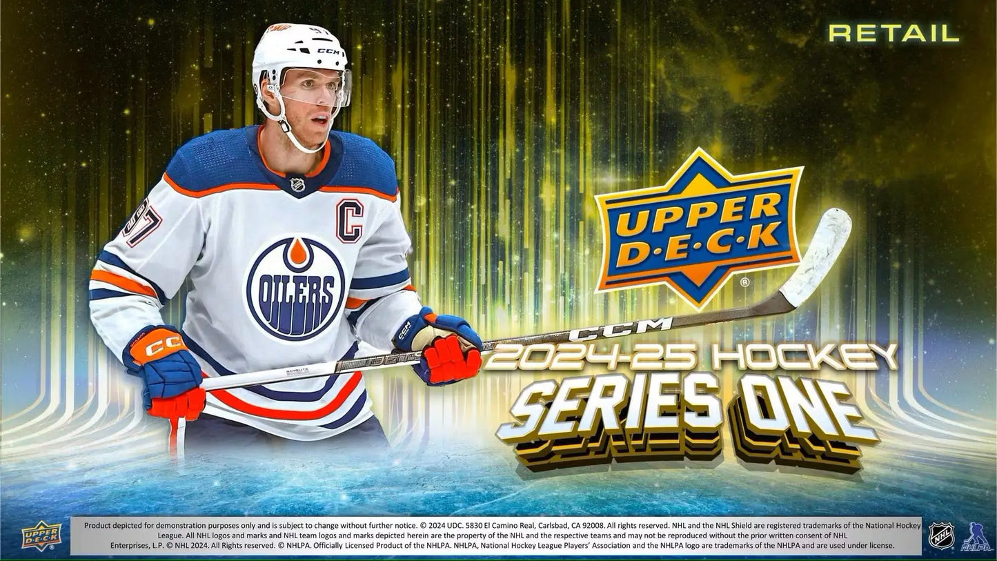 2024/25 Upper Deck Series 1 Hockey Tin with Connor McDavid Young Guns and Speckle Parallel