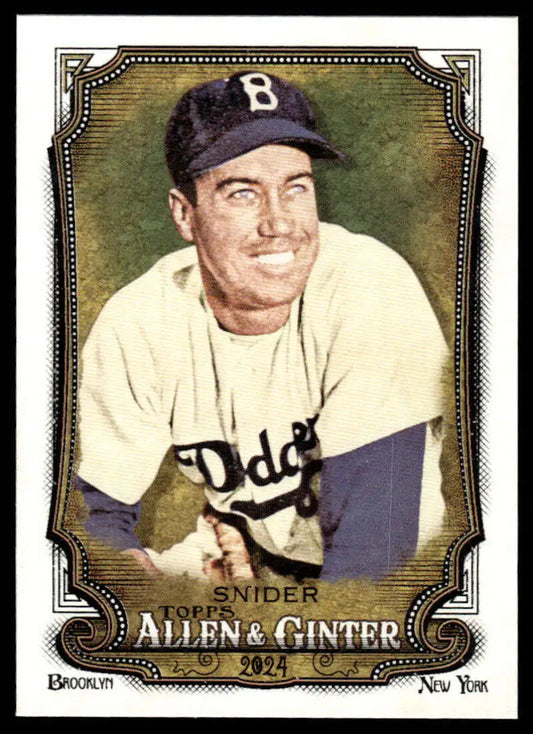 Vintage Duke Snider baseball card showcasing Los Angeles Dodgers player in white uniform