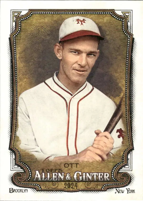 Vintage Mel Ott Baseball Card in San Francisco Giants Uniform Holding Bat