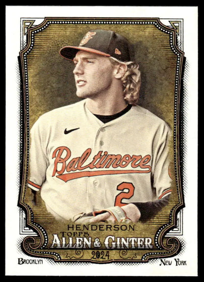 Baseball card of Gunnar Henderson in Baltimore Orioles jersey number 2