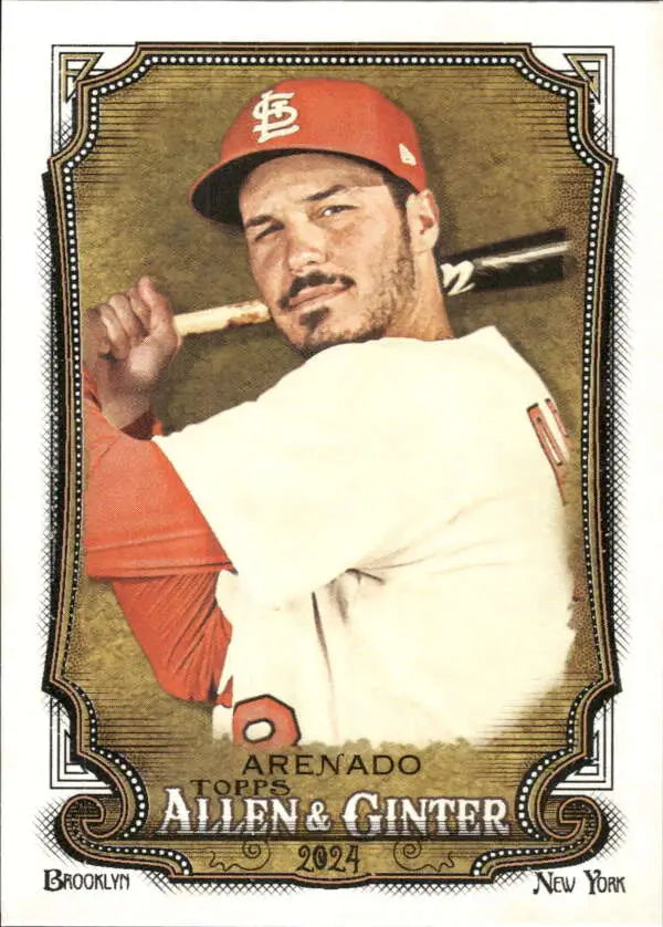 Nolan Arenado holding a bat on a St. Louis Cardinals baseball card 2024 Allen & Ginter